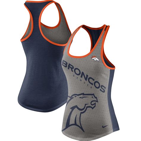 Women's Nike Gray/Navy Denver Broncos Touchdown Tri-Blend Performance ...