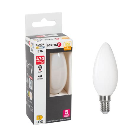 Ampoule Led Flamme E14 470Lm 40W Blanc Neutre Natulight LEXMAN