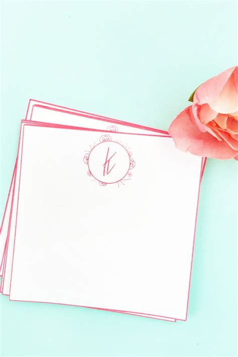 DIY Floral Monogrammed Notecards