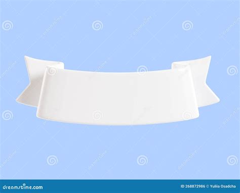 White Ribbon Banner D Render Illustration Of Glossy Text Box For