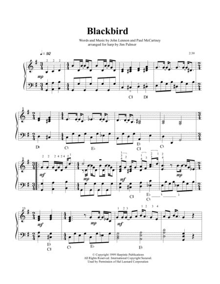 Blackbird By John Lennon And Paul Mccartney Digital Sheet Music For