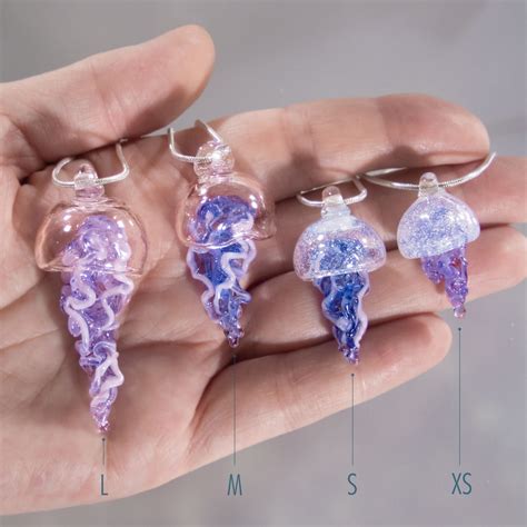 Hand Blown Glass Jellyfish Necklace Sea Life Glass Art Etsy