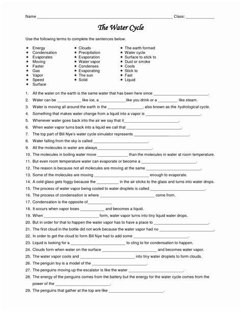 Bill Nye Water Cycle Worksheet New Other Worksheet Category Page