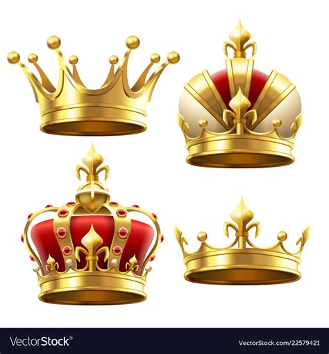 Realistic Gold Crown Crowning Headdress For King Vector Image