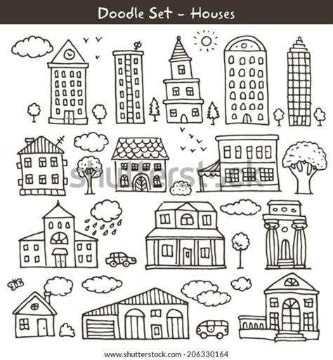 Buildings Doodles Set Stock Vector Royalty Free 206330164