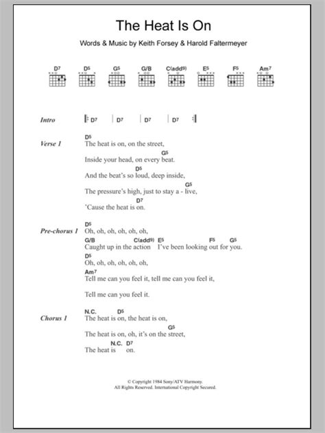 The Heat Is On By Glenn Frey Guitar Chords Lyrics Guitar Instructor