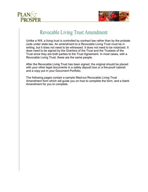 Trust Amendment Form ≡ Fill Out Printable Pdf Forms Online