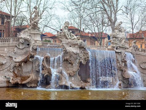 Fountain Of The Twelve Months In Turin Fontana Dei Dodici Mesi Stock