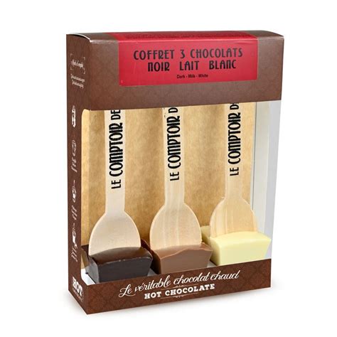 Coffret 3 Chocolats Chauds avec cuillère Hot Chocolate Le Comptoir