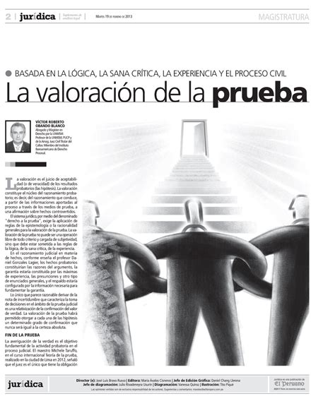 La Valoración De La Prueba Suplemento De 2 Análisis Legal Martes 19