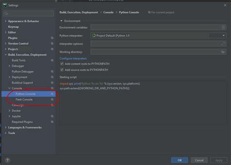 Pycharm Change Default Python Flask Console Ides Support Intellij