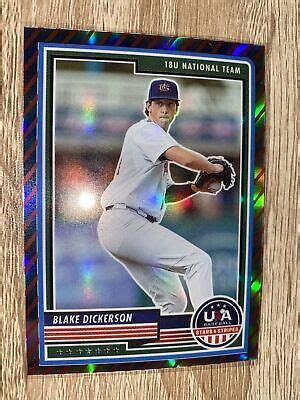 Blake Dickerson Panini Usa Baseball Stars Stripes Red Stripe