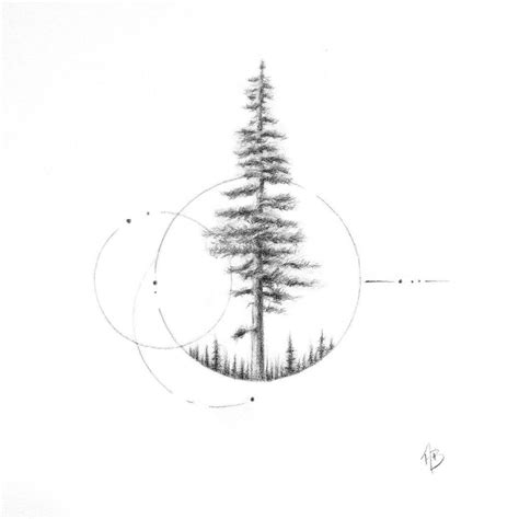 Geometric Sequoia Tree Tattoo Design