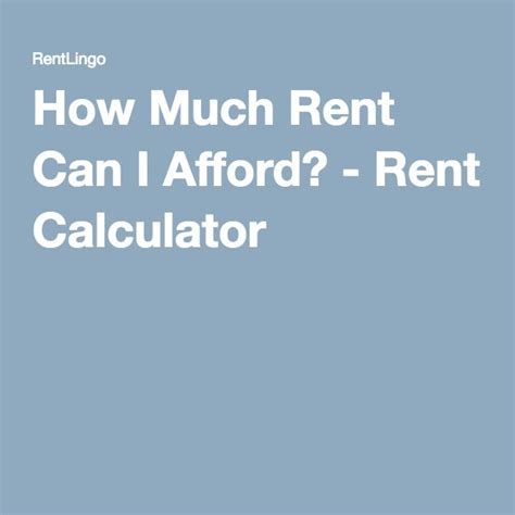 How Much Rent Can I Afford Rent Calculator Affordable Rent I Can