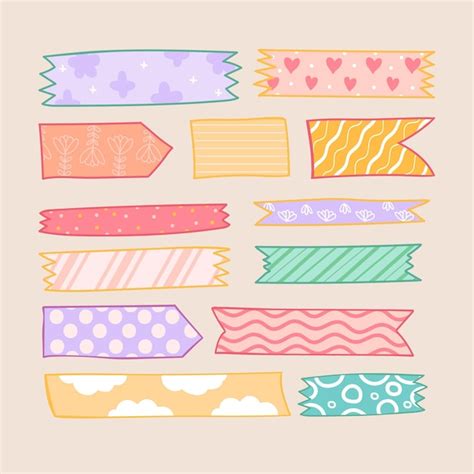 Premium Vector Hand Drawn Washi Tape Collection