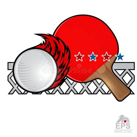 Ping Pong Ball And Racket And Gold Cup Sport Logo For Any Team Stock