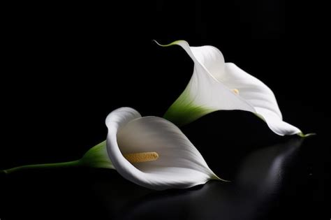 Premium Ai Image White Calla Lily Flowers On Black Background Death Lily