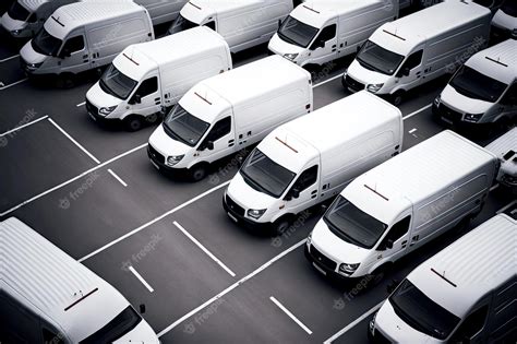 Premium Photo Car Parking With Lots Of White Cargo Van