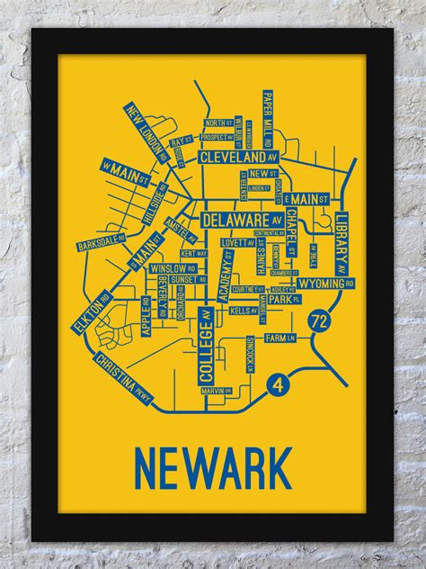 Newark, Delaware Street Map Print - School Street Posters