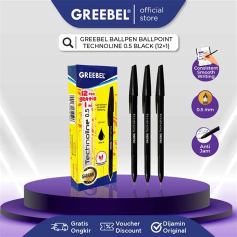 Jual Pulpen Tinta Greebel Technoline 0 5 Warna Hitam Pena Pen Alat