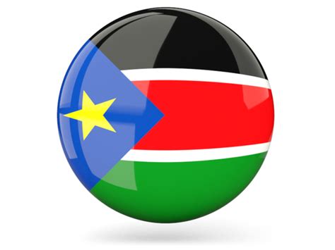 Glossy Round Icon Illustration Of Flag Of South Sudan