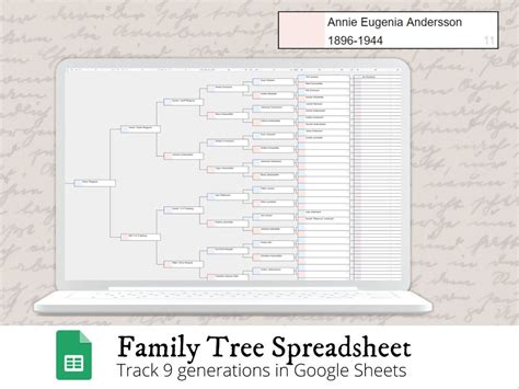 9 Generation Family Tree Spreadsheet Template for Google - Etsy