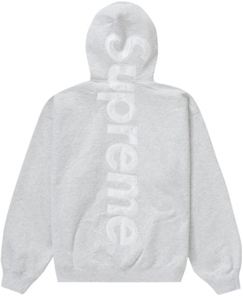 Supreme Satin Appliqué Hooded Sweatshirt Fw23 Ash Grey Novelship