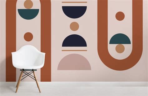 Neutral Color Mid Century Shapes Wallpaper Mural Hovia Papier Peint