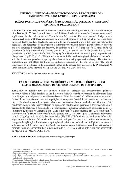 (PDF) Physical, chemical and microbiological properties of a Dystrophic Yellow Latosol using ...