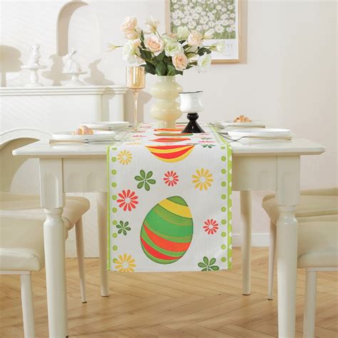 Easter Modern Simple Rectangle Cotton Linen Table Bunny Rabbit Egg