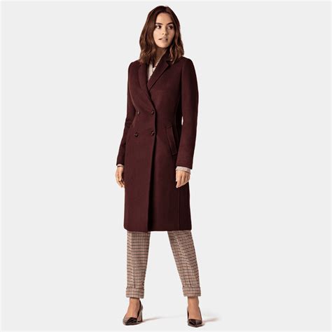 Long Burgundy Double Breasted Coat With Wide Lapels Sumissura