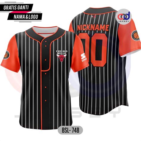 Jual Jersey Baseball Pria Wanita Baju Baseball D Chicago Bulls Strip