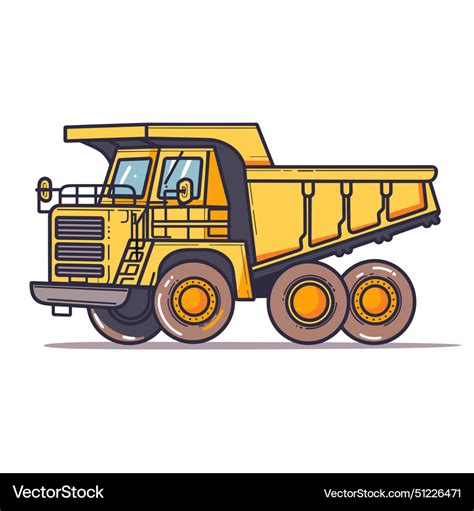 Yellow dump truck cartoon detailed Royalty Free Vector Image