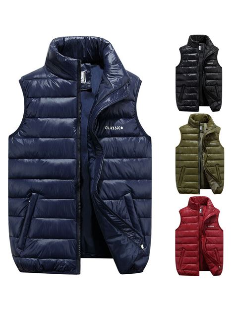 Luethbiezx Winter Warm Mens Down Cotton Padded Sleeveless Jacket Vest