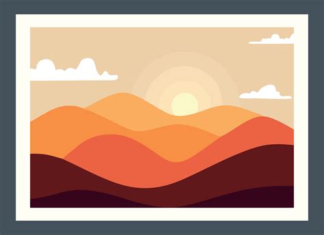 desert sunset painting design, illustration of sunset in the desert ...