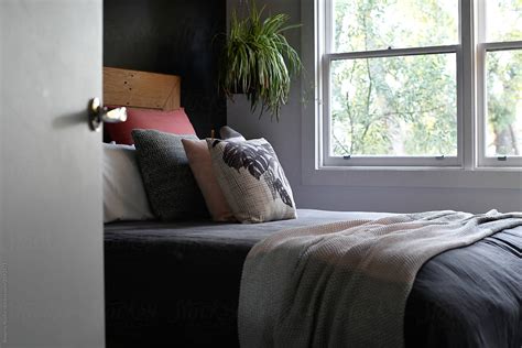 dark styled bedroom interior  luxury home  stocksy contributor