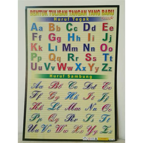 Poster Edukasi Belajar Anak Huruf Tegak Abc Abjad Menulis Lazada