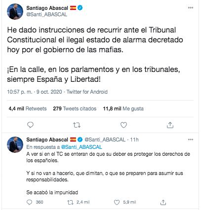 Vox Recurrir Ante El Constitucional El Estado De Alarma En La