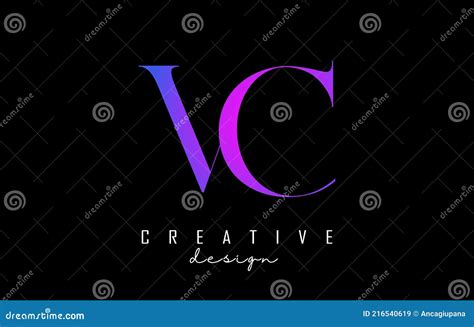 Colorful Pink And Blue VC V C Letters Design Logo Logotype Concept With