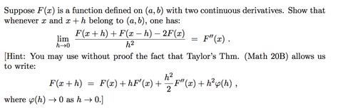 Solved Suppose F X Is A Function Defined On A With Two