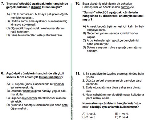 8 Sinif Türkçe Sözcüklerde Çok Anlamlılık Konusu Soruları Online Testi