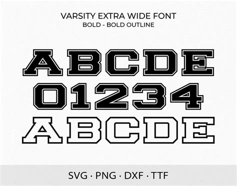 Varsity Font Svg Ttf Extra Wide Bold College Font Svg Sports Etsy Uk