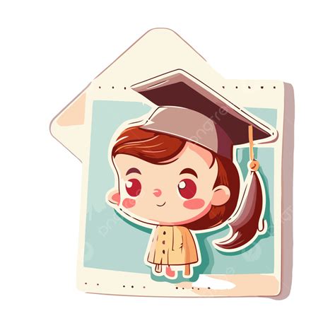 Cartoon Girl Wearing Graduation Cap On An Envelope Vector Clipart Graduation Clipart Cartoon