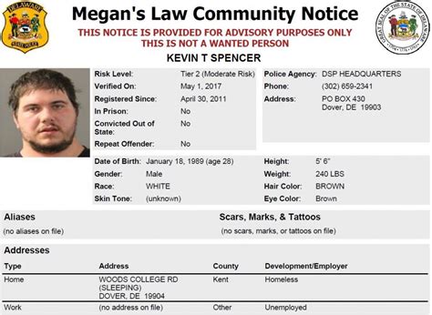 Homeless Sex Offender Notification Delaware State Police State Of