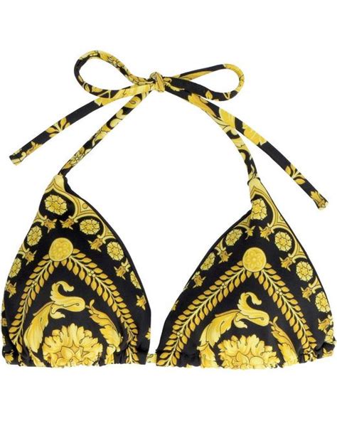 Versace Synthetic Baroque Print Triangle Bikini Top In Blue Save