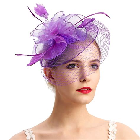 Manxivoo Purple Headband Hats For Women Fascinators Womens Pillbox