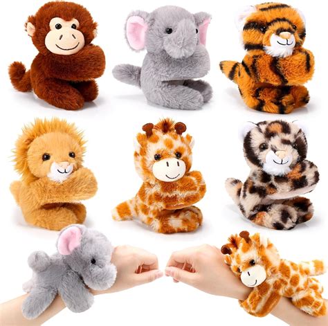 Gemscream 6 Pack Stuffed Animal Slap Bracelets Plush Animal