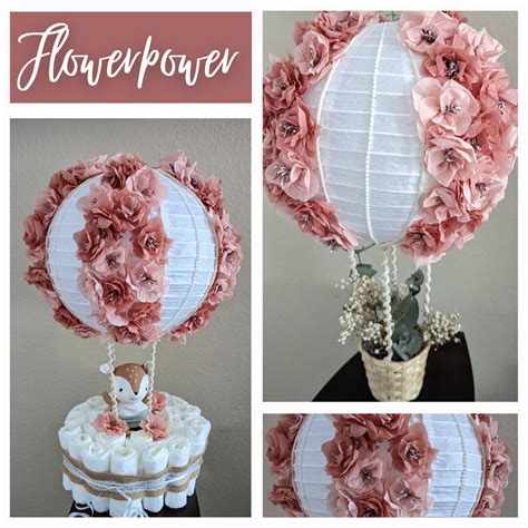 Diaper Cake Hot Air Balloon Flowers Flower Power Etsy