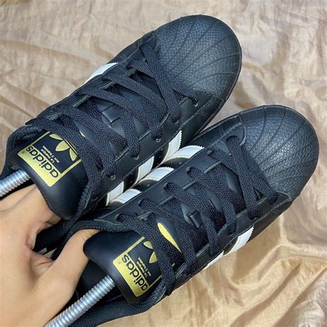 Adidas Superstar All Black Womens Fashion Footwear Sneakers On