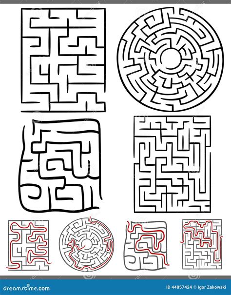 Labyrinthe Oder Labyrinthdiagramme Eingestellt Vektor Abbildung